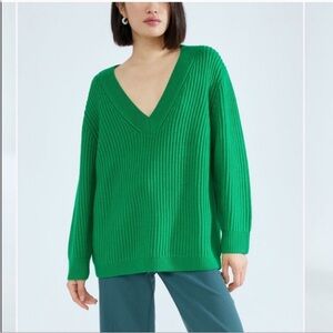 Aritzia Green V-Neck Sweater